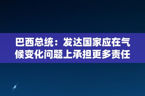 巴西总统：发达国家应在气候变化问题上承担更多责任