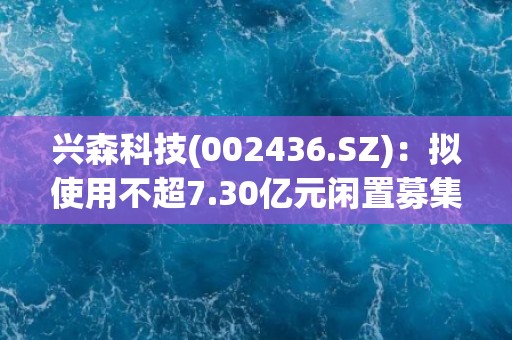 兴森科技(002436.SZ)：拟使用不超7.30亿元闲置募集资金暂时补充流动资金