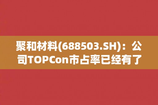 聚和材料(688503.SH)：公司TOPCon市占率已经有了较明显的突破