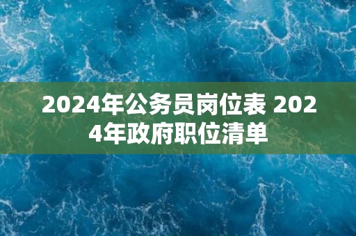 2024年公务员岗位表 2024年政府职位清单